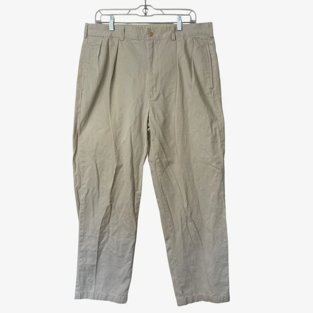 Vtg 90s Polo Ralph Lauren Pleated Chino Pants Beige Khaki 36x32 Baggy Skater